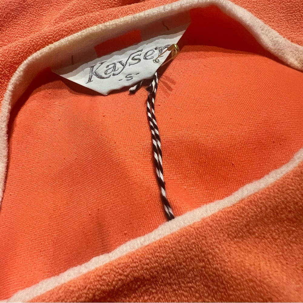 Vintage Orange Midi Dress with Cream Trim - Picture 5 of 5